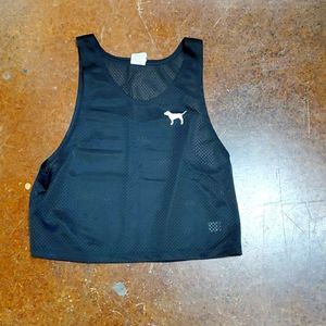 PINK Black mesh jersey. Crop length